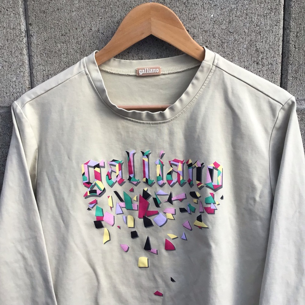 John Galliano designer high fashion long sleeve t shirt mens large